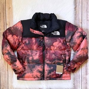The North Face Women’s Nuptse Printed Down Jacket In Coral Sunrise Ice Dye  Print